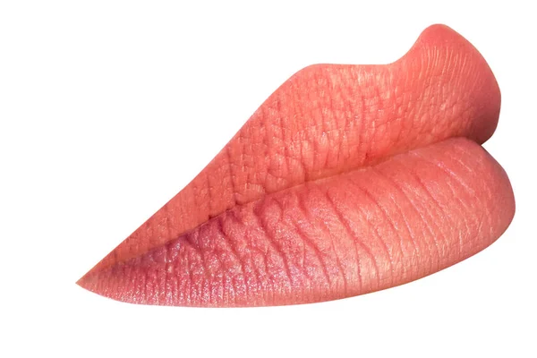 Lippen Roter Lippenstift Mund Isoliert Auf Weißem Hintergrund Sexy Kuss — Stockfoto