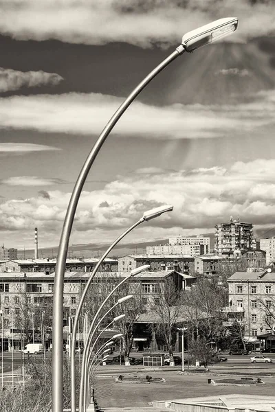 View Yerevan City High Location High Stone Staircase Black White — Stock Photo, Image