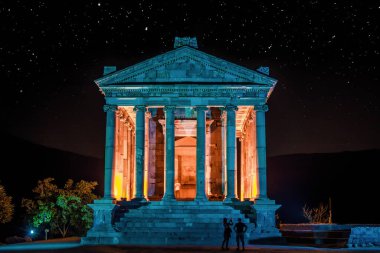 Night view of  Garni Pagan Temple, the hellenistic temple in Republic of Armenia