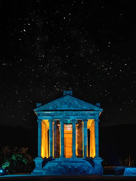 Night View Garni Pagan Temple Hellenistic Temple Republic Armenia — Fotografia de Stock
