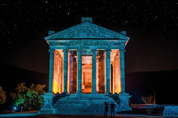 Vista Noturna Templo Garni Pagan Templo Helenístico República Armênia — Fotografia de Stock