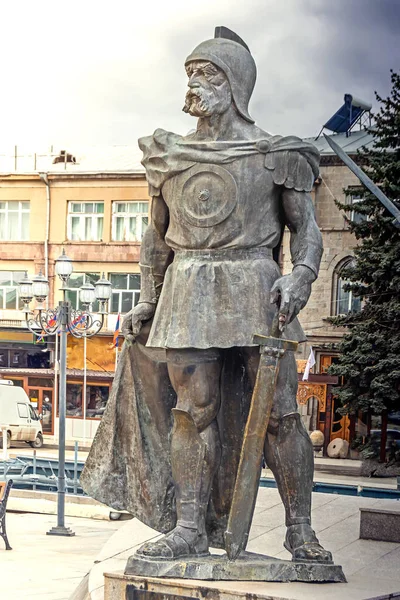 Вірменія Юмрі Лютого 2018 Битва Аварайрі Монументальна Статуя Площі Вардананс — стокове фото