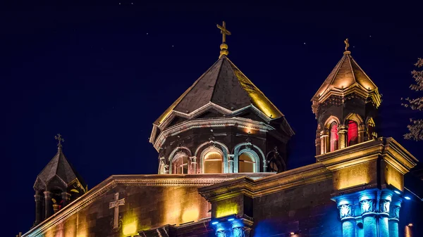 Night Scene View Illuminated Church — Stock Photo, Image