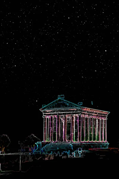 Illustration Sketch Image Garni Pagan Temple Hellenistic Temple Republic Armenia — Fotografia de Stock
