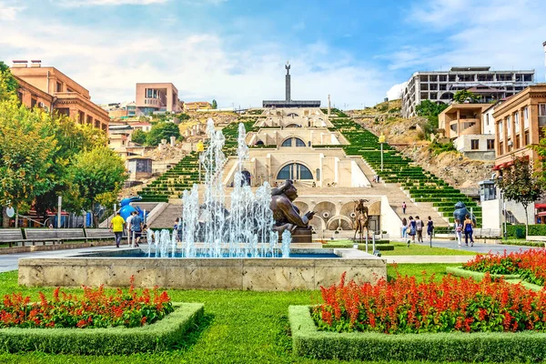 YEREVAN, ARMENIA - July  23, 2018: A view of Cascade and  giant stairway  in sunny day
