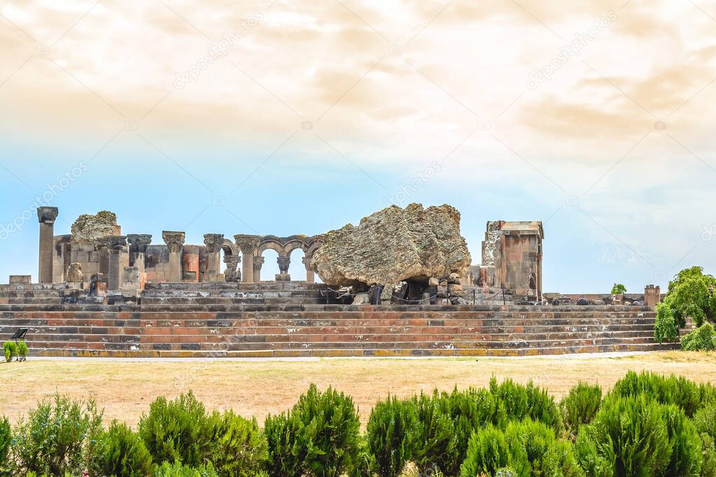 Zvartnots, ruins of ancient temple in Armenia