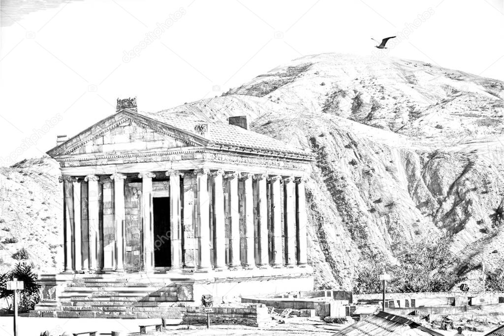Garni Ionic  temple, Hellenistic temple in Garni, Armenia. UNESCO World heritage site.