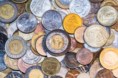 Pile of coins, close up