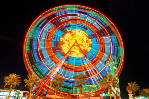 Riesenrad Eine Nacht Batumi Georgien Langzeitbelichtung — Stockfoto