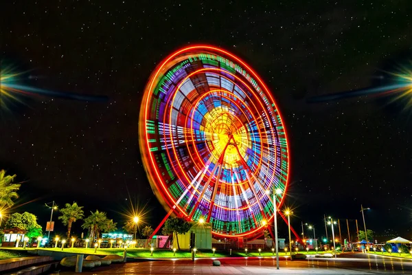 Ferris Wheel Night Batumi Georgia Long Exposure — Stok fotoğraf