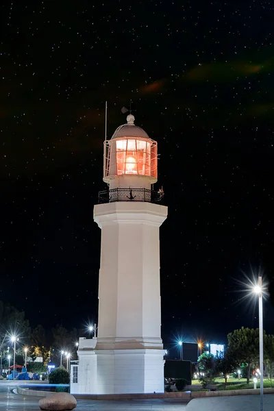 Leuchtturm Der Küste Des Schwarzen Meeres Batumi Bei Nacht Sternenhimmel — Stockfoto