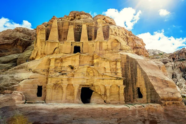 Cave Dwellings Carved Rose City Petra Jordan One New Seven — 图库照片