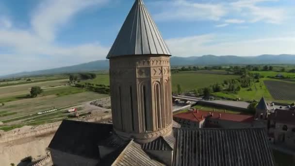 Pueblo Georgiano Montaña Kakheti Sobrevuelo Arial Vista Desde Dron — Vídeo de stock