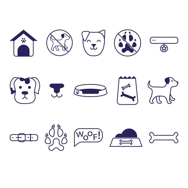 Symbolset Haustiere Tierklinik Tiermedizin Symbole Mit Hundethema — Stockvektor