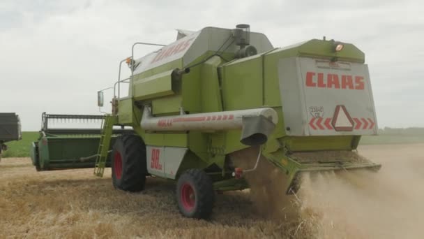 Ukraine Vartekivtsi July 2022 Combine Harvester Harvests Ripe Wheat Ripe — Video