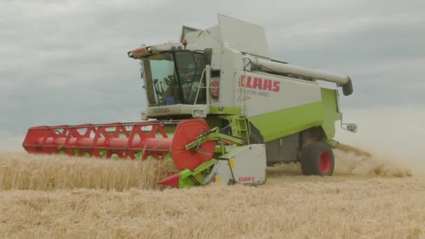 Ukraine Vartekivtsi July 2022 Combine Harvester Harvests Wheat Shears Wheat — Video