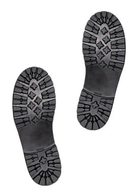 Bir çift yürüyüş botu tabanı.