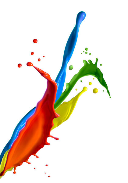 multicolored paint splashes with white backdrop