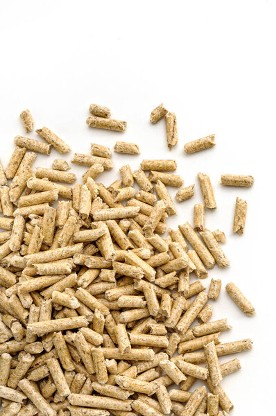 Wood Pellets Fuel on white background