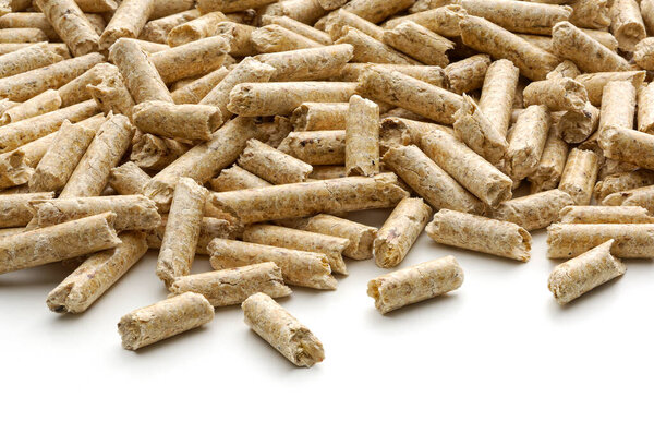 Вид на гранулы древесины