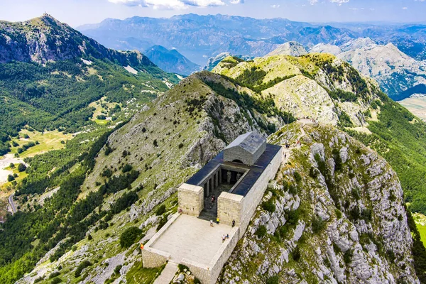 Montenegro Parque Nacional Lovcen Mausoléu Negosh Monte Lovcen Drone Vista — Fotografia de Stock