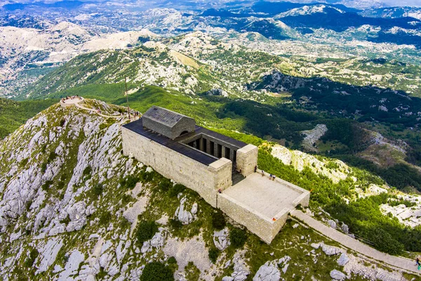 Montenegro Lovcen National Park Mausoleum Negosh Mount Lovcen Drone Aerial — Fotografia de Stock