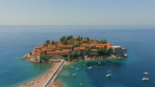 Μαυροβούνιο Αδριατική Θάλασσα Νησί Και Παραλία Του Σβέτι Στεφάν Σάμερ — Αρχείο Βίντεο