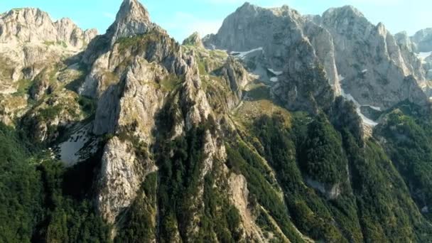 Montenegro Prokletiye National Park Summer Mountain Range Green Mountain Peaks — стоковое видео