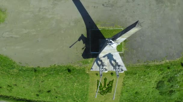 Ukraine Carpathian Mountains Monument Hutsuls Trembites Ukrainian Culture Drone Aerial — Stock video