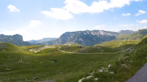 Karadağ Durmitor Ulusal Parkı Eyer Geçidi Alp Çayırları Dağ Manzarası — Stok video