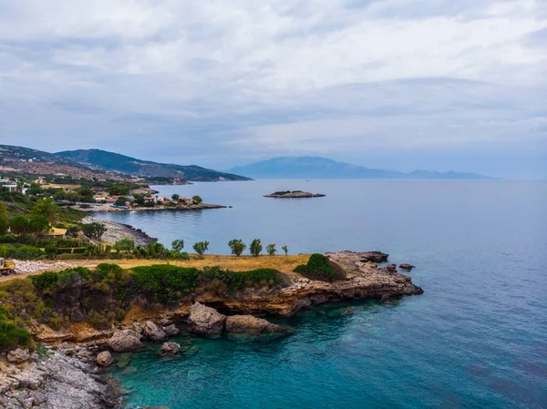 Griechenland Insel Lefkada Küste Des Ionischen Meeres Beliebter Touristenort Drohne — Stockfoto
