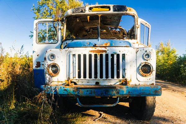 War Ukraine 2022 Russian Invasion Ukraine Countryside Damaged Bus Shelling — Stock Photo, Image