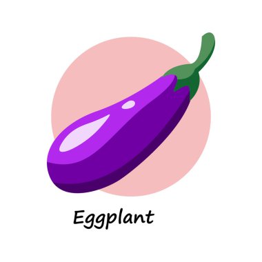 Eggplant illustration, in flat style.
