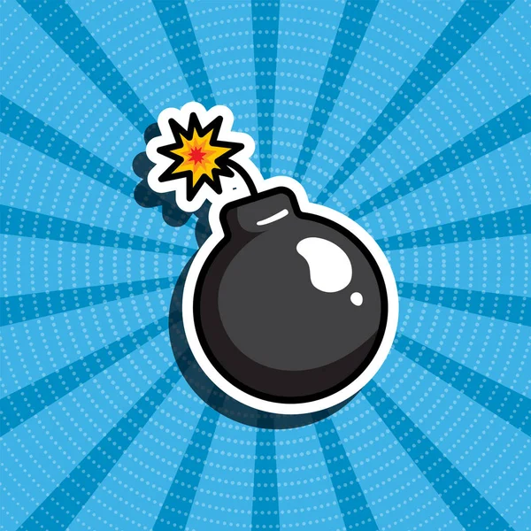 Desenhos animados ilustração de uma bomba. Fundo retro azul. — Vetor de Stock