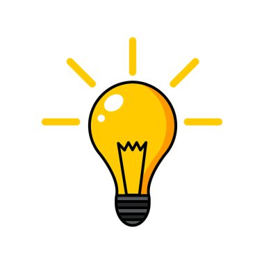 Görüntü, sarı parlayan ampul ikonu. Vektör illüstrasyonu.