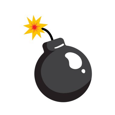 Yanan fitili olan bir bomba tasviri, komedi tarzı. Pop sanat çıkartmaları.