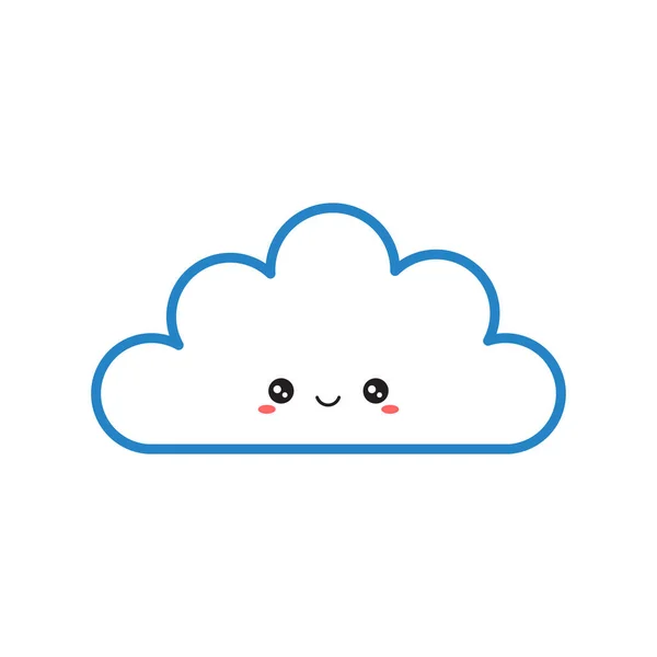 Vector Linda Nube Illustration Kawaii Nube Aislada Sobre Fondo Blanco — Vector de stock