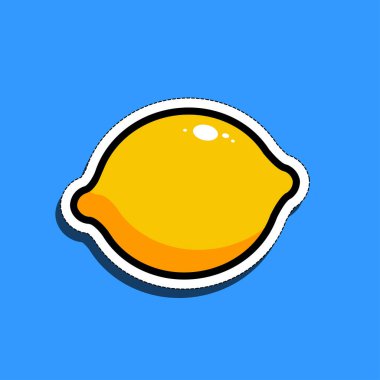 Mavi arka planda şirin bir limon çıkartması..