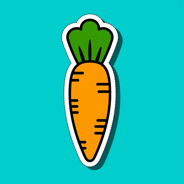 Carrots Sticker Trendy Line Cut Isolated Blue Background — Archivo Imágenes Vectoriales