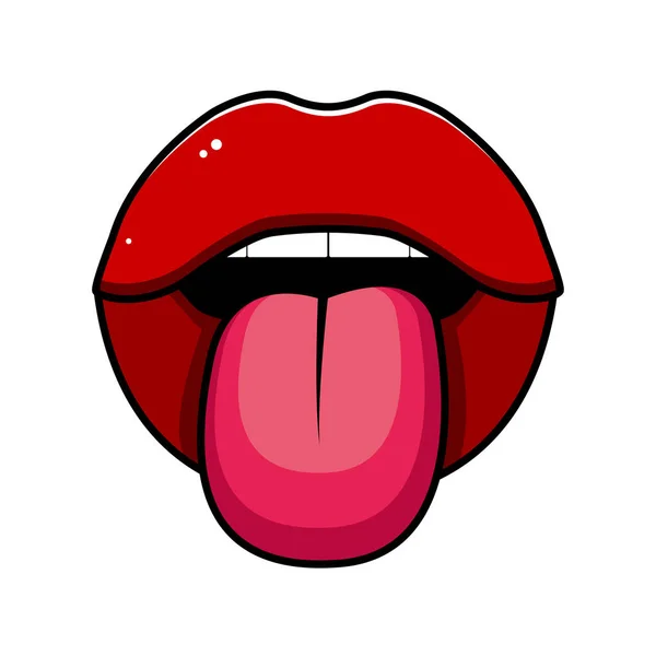 Clip Art Open Mouth Tongue Vector Cartoon Illustration — Stock Vector