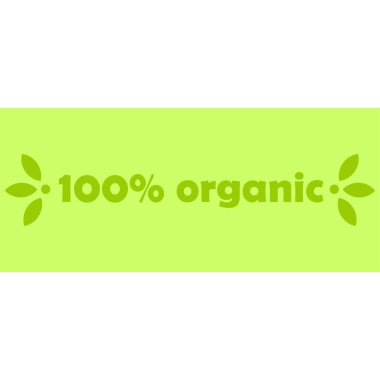 Üzerinde organik yazılar olan yeşil afiş. Çevre ambalajı, çıkartma, sağlıklı yiyecekler. Vektör illüstrasyonu.