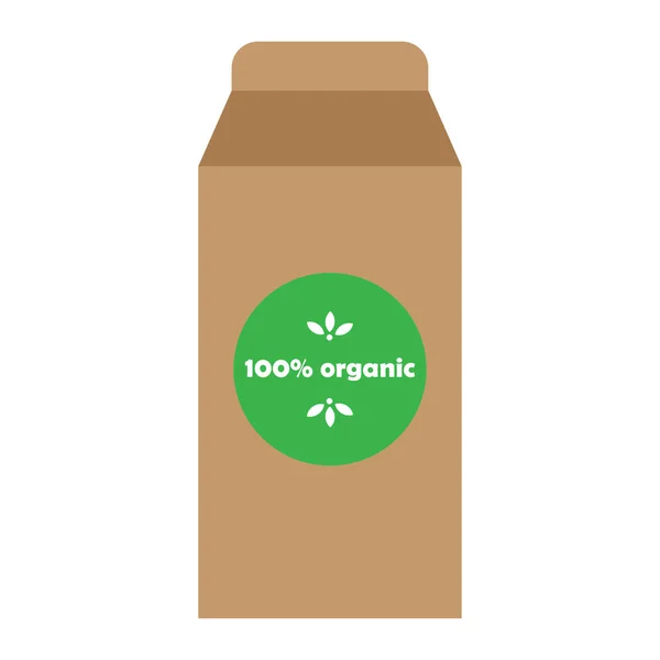 Yuvarlak Yeşil Logolu Kağıt Kahverengi Çanta Organik Yazılar Vektör Çizimi — Stok Vektör