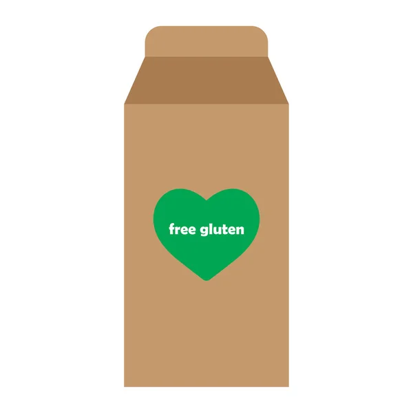 Braune Papiertüte Mit Grünem Herzdruck Und Glutenfreiem Schriftzug Vektorillustration Umweltverpackungen — Stockvektor