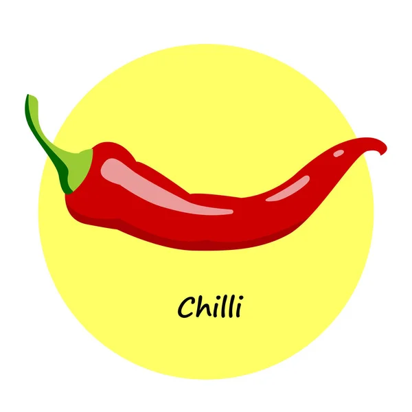 Chili Pepper Vector Illustration Yellow Background — Stockvector