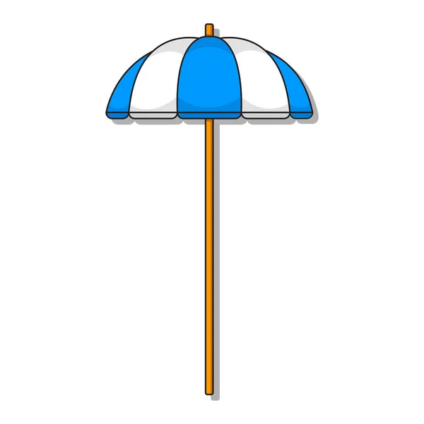 Illustration Cartoon Parasol Bleu Blanc Sur Fond Blanc — Image vectorielle