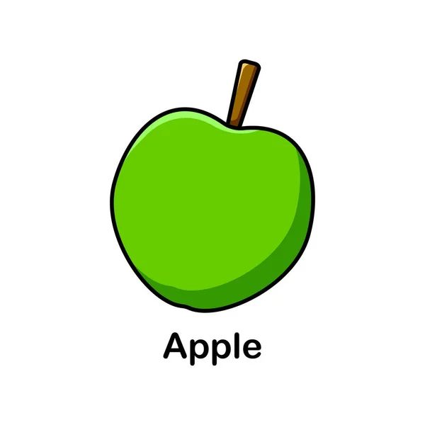 Vektorová Ilustrace Zeleného Jablka Kresleném Stylu Zelené Zralé Jablko Samolepky — Stockový vektor