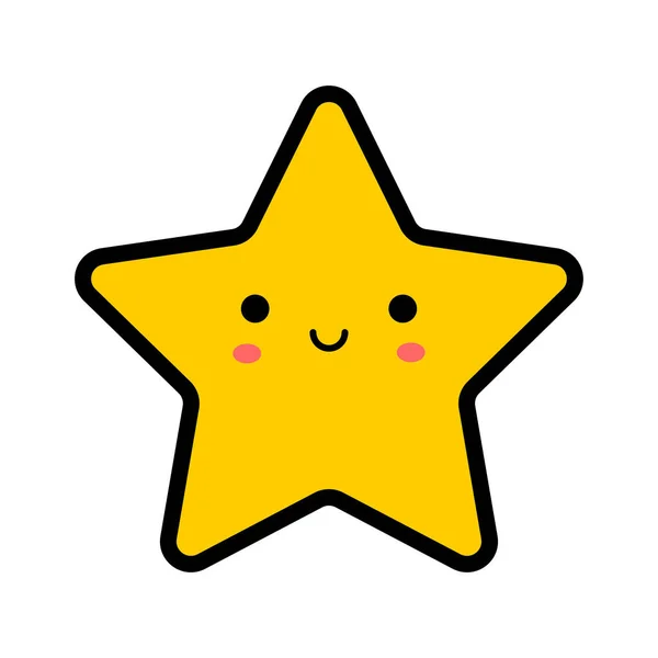 Cute Yellow Smiling Star Vector Illustration — Stock vektor