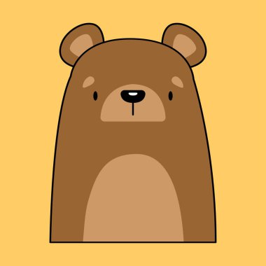 Simple flat illustration of a brown bear. Vector image