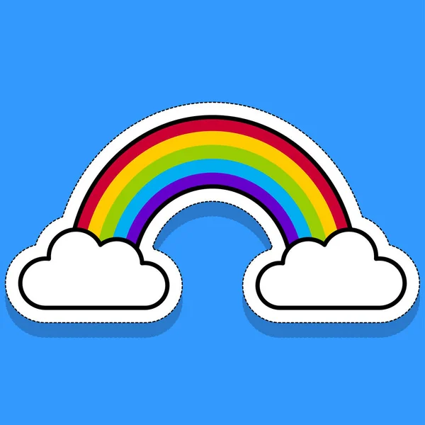 Flat Image Rainbow Clouds Vector Illustration — Vetor de Stock
