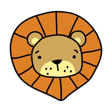 Aslan kafasının basit bir çizimi. Vektör illüstrasyonu.